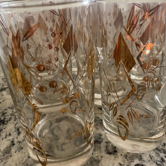*SET OF TWELVE* MCM 24KT GOLD ATOMIC DIAMONDS & CHERRIES Tall Glasses - Picture 5 of 8